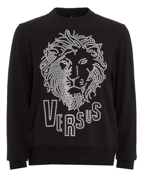 versus versace maxi lion crew neck sweatshirt|Versace Versus Sweat Top Lion Head in Black .